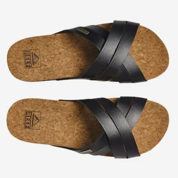 Reef Cushion Bloom Hi Slide Sandal- Black/Tan - Picture 3 of 8